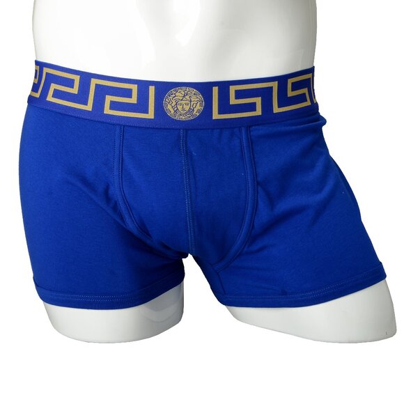 Versace Men's Blue Greca Border Low Rise Trunk Underwear Sz 8 US 2XL IT 56 - Picture 1 of 7